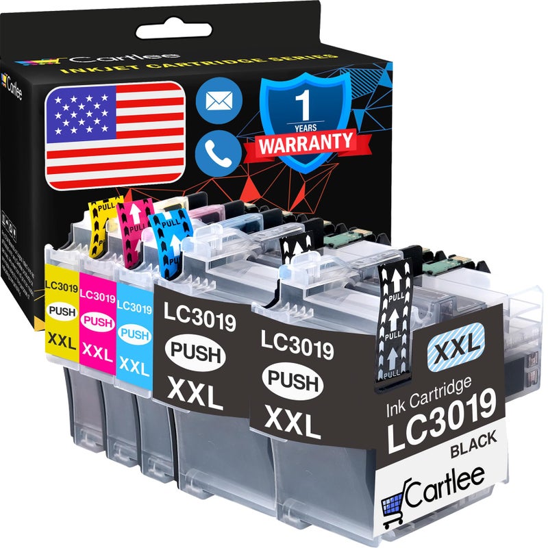Cartlee 5 Compatible Ink Cartridges Replacement for Brother LC3019 XXL Super High Yield for MFC-J5330DW MFC-J6530DW MFC-J6730DW MFC-J6930DW Printer LC 3019 (2 Black, 1 Cyan, 1 Magenta, 1 Yellow) - Image 1